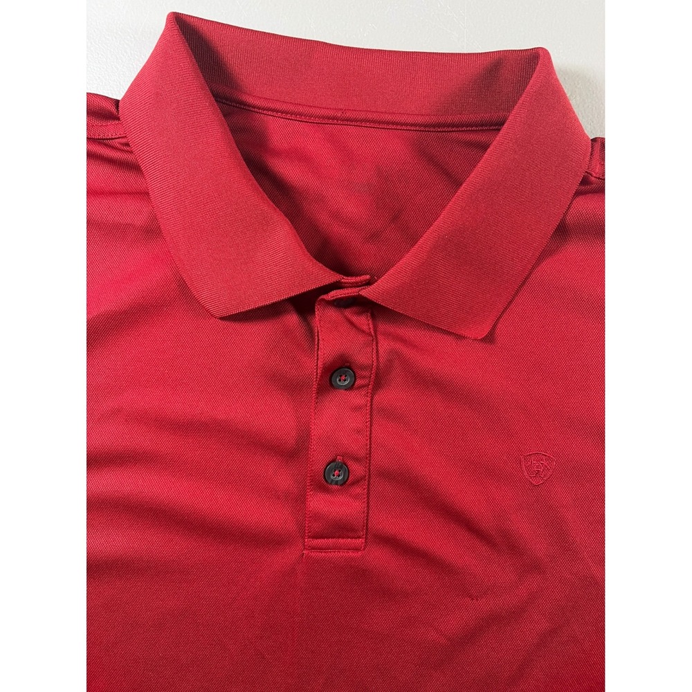 Ariat Polo Shirt Mens Large Red Short Sleeve Performance Golf Equestrian Logo